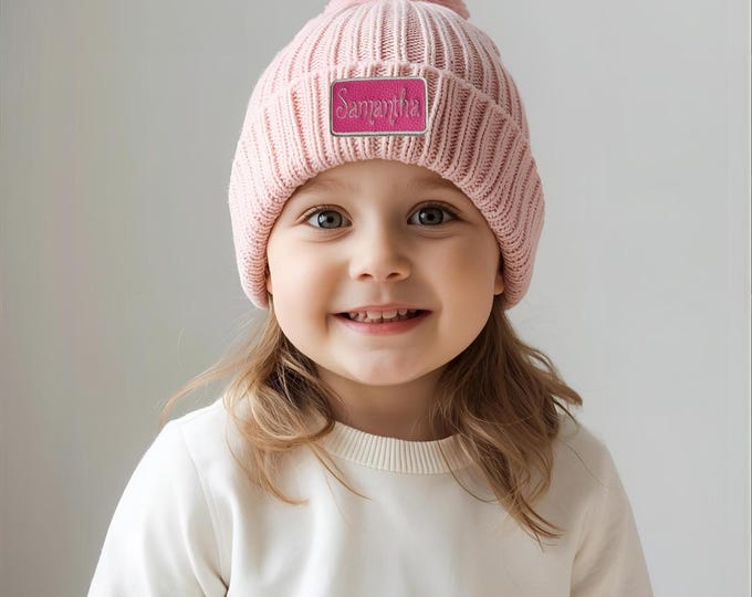 Custom Kids Beanie, Personalized Embroidered Winter Hat, Christmas Gift for Ages 2-10, Warm Cozy Beanie
