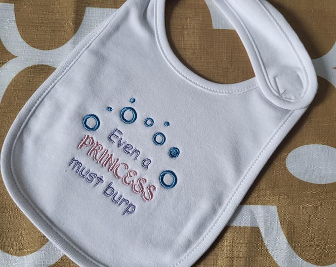 Princess Baby Bib and Burp Cloth Set, Baby Shower Gift, New Mom's Gift, Burping Essentials, Baby Feeding Set