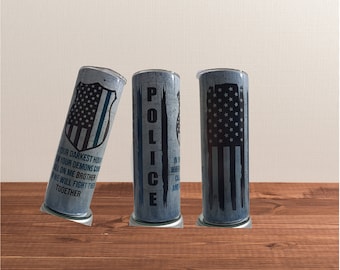 Police Officer Gift Tumbler - 20 oz Skinny, Thin Blue Line, Gift for Dad, Travel Mug"