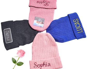 Custom Kids Beanie, Personalized Embroidered Winter Hat, Christmas Gift for Ages 2-10, Warm Cozy Beanie