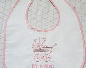 Welcome Home Baby Bib,  Hand made personalized Baby gifts, Baptism embroidery Bib, Baby Bib for girl, Newborn gift,Baby girl gift