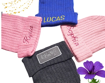 Custom Kids Beanie, Personalized Embroidered Winter Hat, Christmas Gift for Ages 2-10, Warm Cozy Beanie
