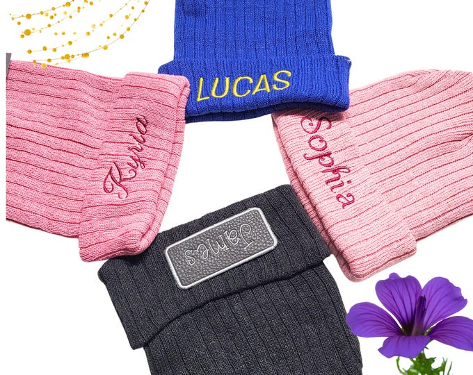 Custom Kids Beanie, Personalized Embroidered Winter Hat, Christmas Gift for Ages 2-10, Warm Cozy Beanie
