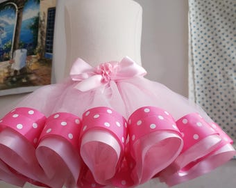 Handmade Pretty  Princess Tutu Skirt – Fluffy Tulle Skirt for Girls, Fairy Tale Costume, Pink Ballet Dancewear,Princess Birthday