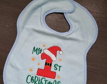 My First Christmas Baby Bib – Embroidered Holiday Bib for Newborns & Infants