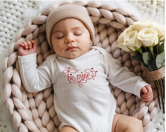 Be Mine Valentine emboridered infant bodysuit, Beautiful Gift for Baby.