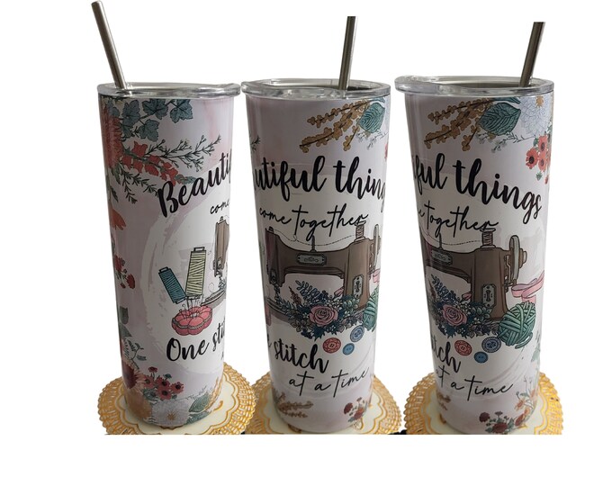 20 Oz Skinny Tumbler, Seamstress Tumbler,  Sewers Gift, Sewing Lovers,Crafters Gift, Christmas gift