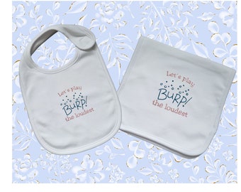Lets burp the loudest Funny Baby bib and the Burp pad, Baby accessories, New Mom Gift