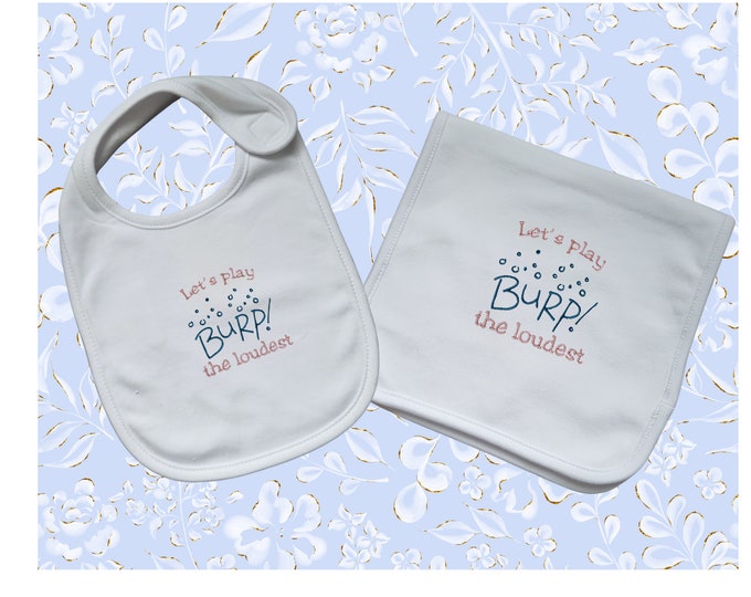 Lets burp the loudest Funny Baby bib and the Burp pad, Baby accessories, New Mom Gift