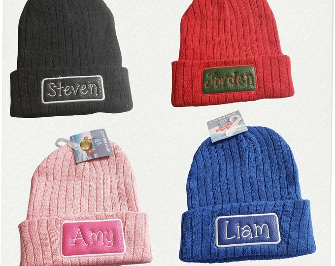Custom Kids Beanie, Personalized Embroidered Winter Hat, Christmas Gift for Ages 2-10, Warm Cozy Beanie