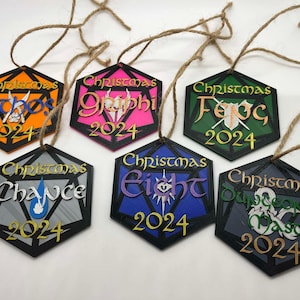 Custom 3D Printed DnD Christmas Ornament | Personalized with Class Emblem, Character Name, Christmas 2024 | Unique D&D Gift!