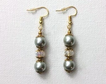 Silver Gray Faux Pearl Earrings