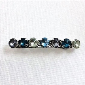 Rhinestone Hair Barrette 3 Inch Blue Multi