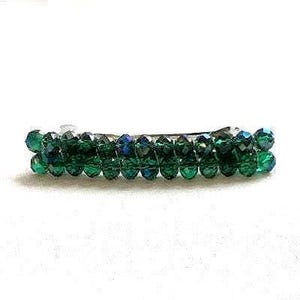 Emerald Green Beaded Barrette 3 Inch