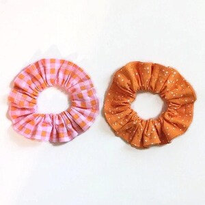 Ponytail Holders Set Of 2 Orange Pink 100% Cotton