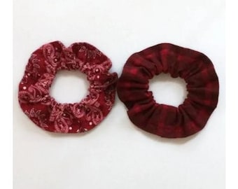Ponytail Holders Red Set Of 2 100% Cotton