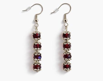Red Bead Drop Earrings