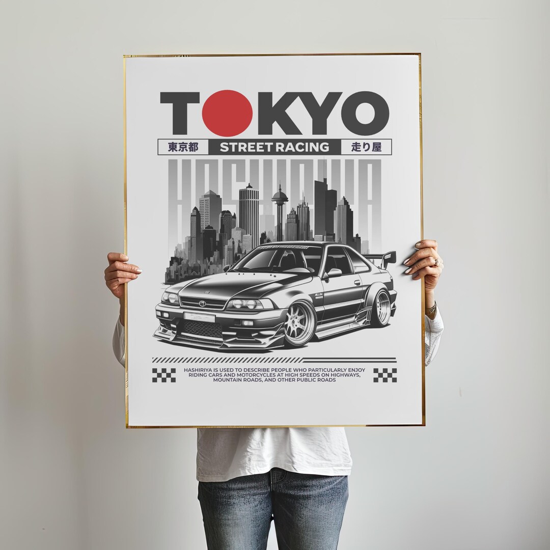 Tokyo Street Racing Poster / JDM Car Art Print, Japanese Drift Decor ...