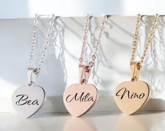 Personalized necklace with name or your logo heart shape stainless steel round pet paw