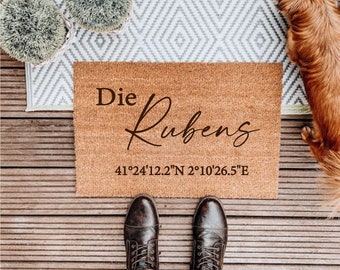 personalisierte Kokosfußmatte Kokos, Kokosmatte, bedruckt, Fußmatte mit Namen  hereinspaziert,  Fußmatte, personalisierte, handbemalt,