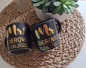 Tazze da matrimonio, set di tazze, Mr & Mrs, matrimonio, tazze per coppie, tazze personalizzate, tazza da caffè, tazza da caffè