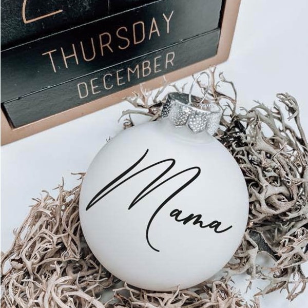 Personalized Christmas Ball White Glossy Christmas Bauble Christmas Decorations Glass Ball Glass 6cm