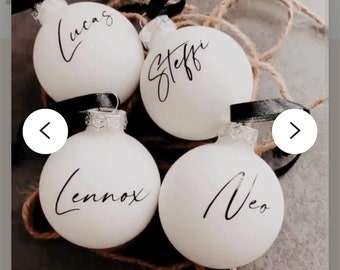 Bola de Navidad personalizada, bola de árbol de Navidad blanca brillante, bola de cristal de adornos navideños, cristal, adornos navideños de 6 cm