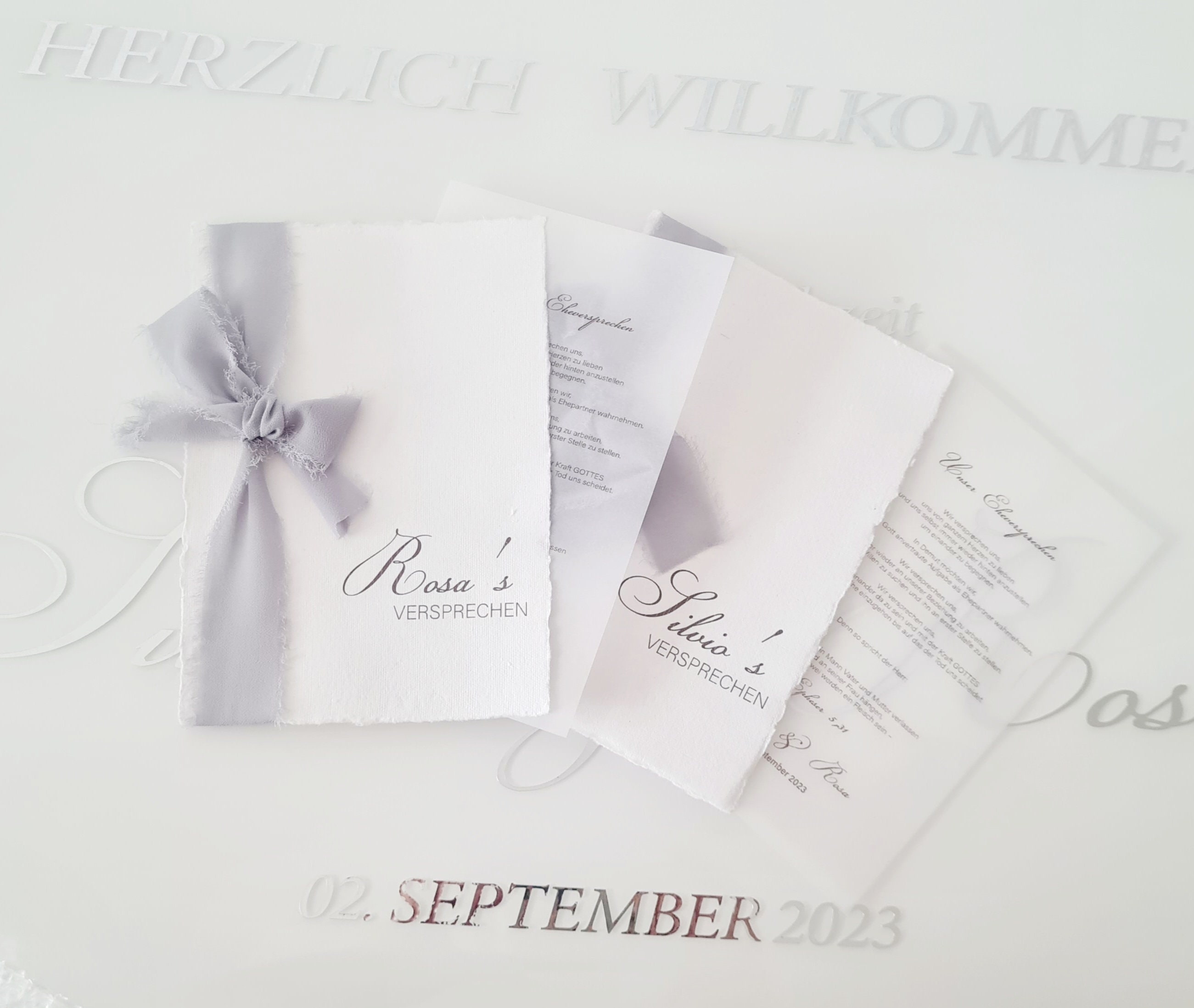 Elegant wedding vows with transparent inlay for the vows / wedding anniversary / marriage vows - Personalized + vow printing