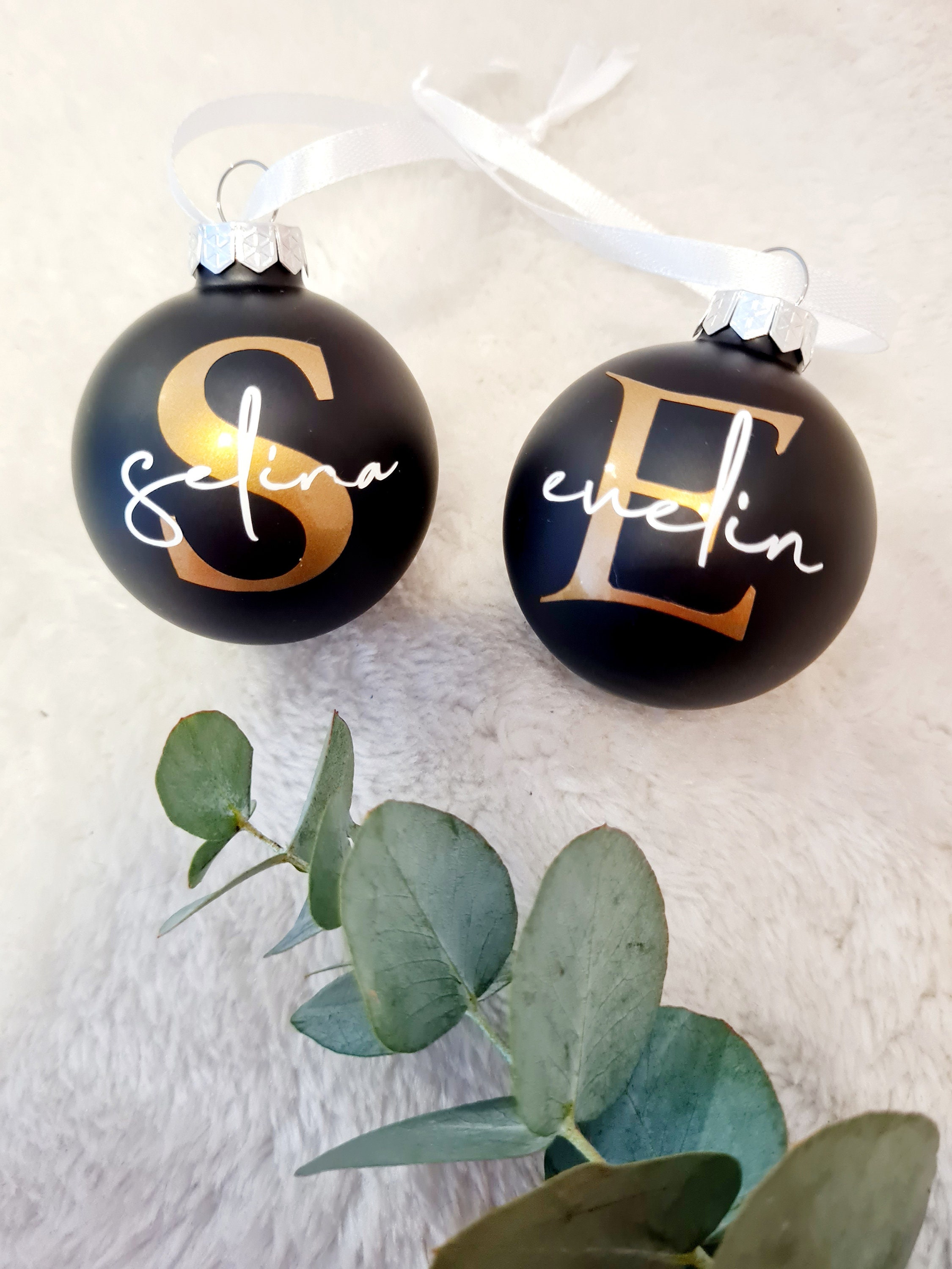 Christmas ball personalized black. Ornaments Christmas tree Etsy