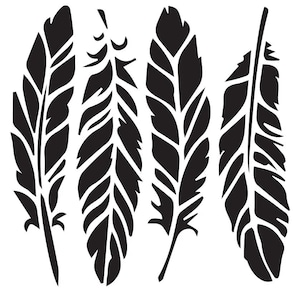 Stencil feathers, airbrush stencil, stencil, wall tattoo, wall decor