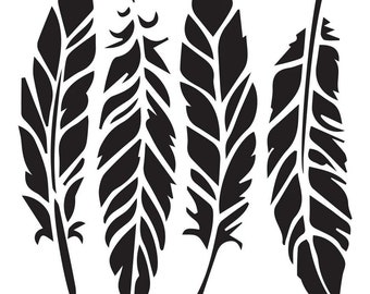 Piume stencil, stencil aerografo, stencil, tatuaggio da parete, decorazione da parete