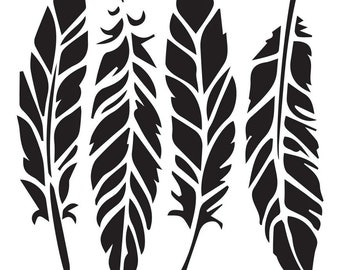 Stencil feathers, airbrush template, stencil, wall decal, wall decoration