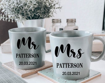 Tazze da matrimonio, set di tazze, Mr & Mrs, matrimonio, tazze di coppia, tazze personalizzate, tazza da caffè, tazza da caffè
