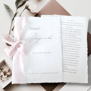 Eleganti promesse nuziali con inserto trasparente per i voti / anniversario di matrimonio / voti matrimoniali - Personalizzati + stampa dei voti
