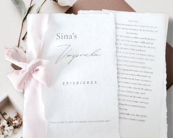 Elegant wedding vows with transparent inlay for the vows / wedding anniversary / marriage vows - Personalized + vow printing