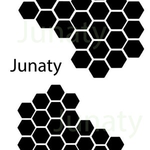 May include: Two black honeycomb patterns, one with 18 hexagons and the other with 24 hexagons.