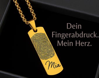 Personalized necklace with engraving, stainless steel pendant with fingerprint, animal paw, desired text, gift for animal lovers