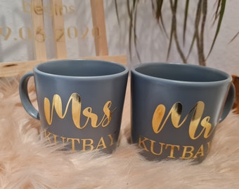 Hochzeitstassen ,Tassen set,  Mr &Mrs, wedding,  Paartassen, personalisierte Tassen,  Kaffeetasse, Kaffeebecher