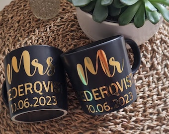Tazze da matrimonio, set di tazze, Mr & Mrs, matrimonio, tazze per coppie, tazze personalizzate, tazza da caffè, tazza da caffè