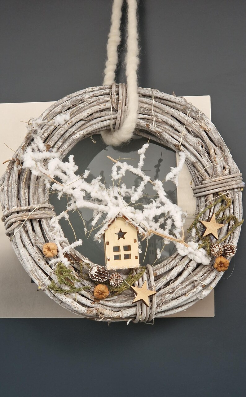 Willow Wreath 28 Cm With Fairy Lights Christmas Wreath With Timer Etsy