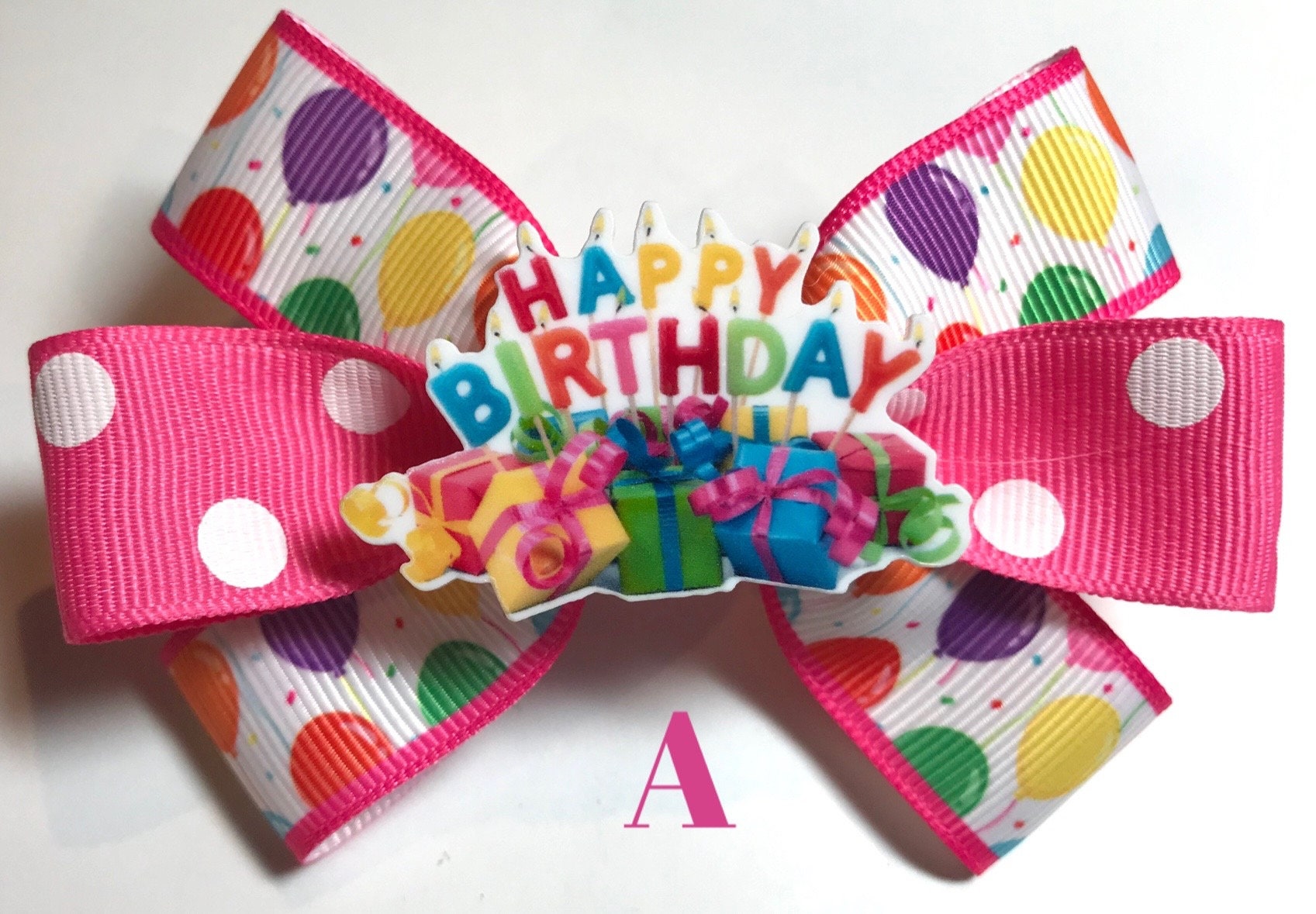 Beeutiful Happy Birthday Hair Bows for Big & Little Girls Happy Birthday  Barrette, Polka Dot Hair Bow, Happy Birthday Hair Clip 