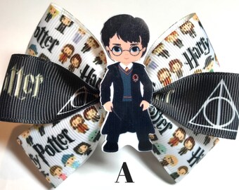 Handmade Harry Potter Hermione Licorne sort Hair Bow Handmade Harry Potter Hermione Licorne sort Hair Bow
