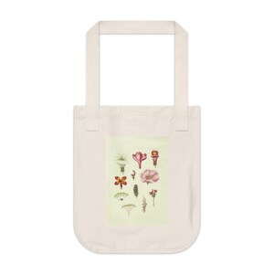 Floral Organic Cotton Canvas Tote Bag, British Library Vintage Botanical Illustration, Eco-Friendly, Gift, Nature Lovers, Reusable Bag