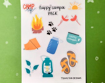 Camping Stickers - Camp Sticker - Camp Sticker Pack - Sticker Pack - Camping - Camper - Happy Camper