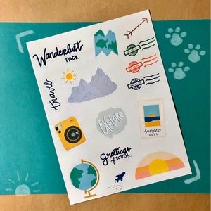 Wanderlust Sticker Pack - Wanderlust - Stickers - Bullet Journal Stickers - Journal Sticker - Scrapbooking - Sticker Sheet - Sticker Pack