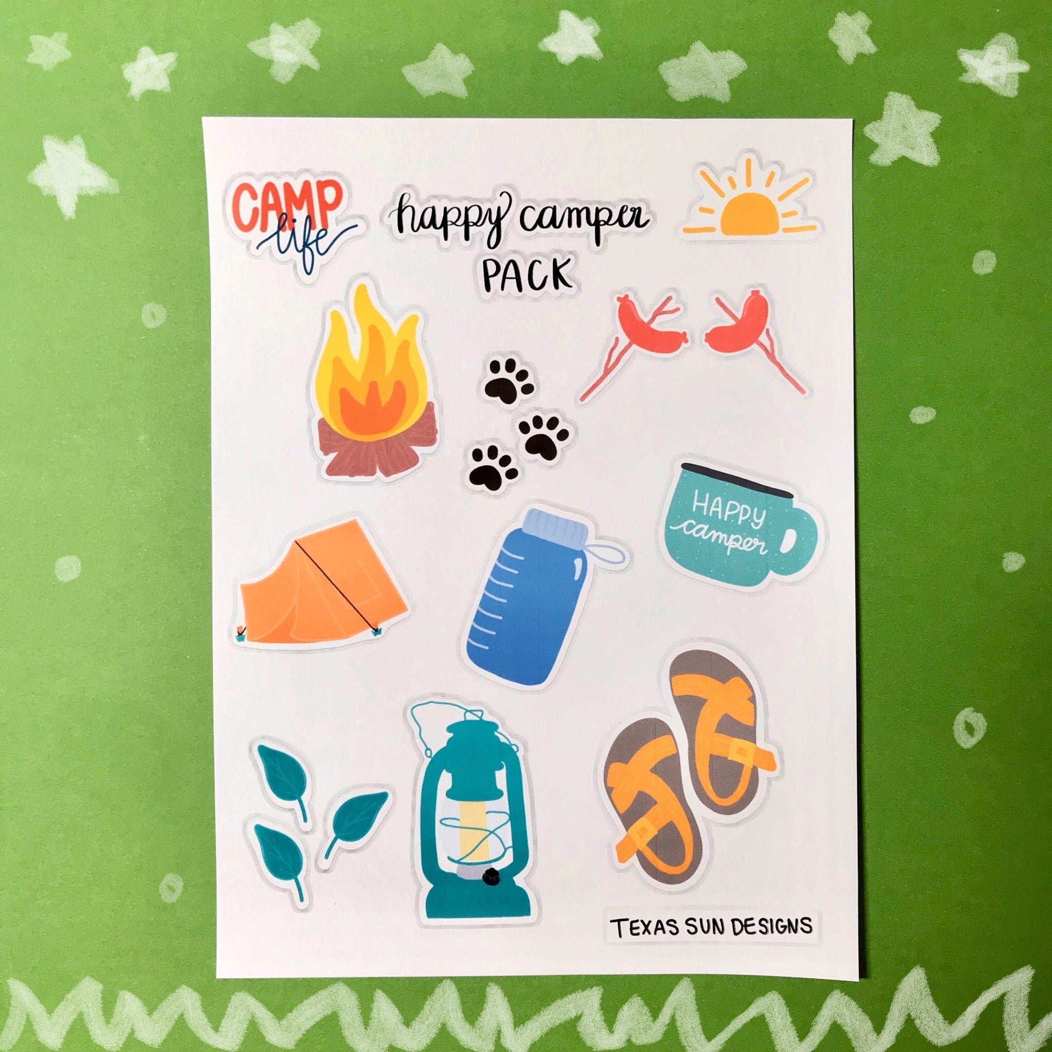 Camping Stickers Camp Sticker Camp Sticker Pack Sticker Pack Camping
