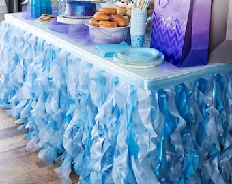 Blue Tutu Table Skirt with Double Layer Organza Willow,Under the Sea Decorations,1st Baby Boy Birthday Décor Baby Shower Décor,Gender Reveal