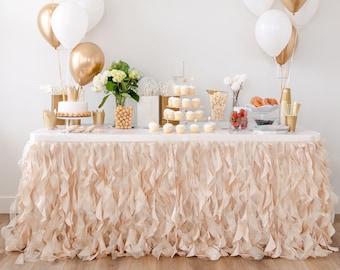 Champagne Gold Tutu Table Skirt with Double Layer Organza! Wedding Decorations Rustic Theme, Graduation, Gold Party Decorations.