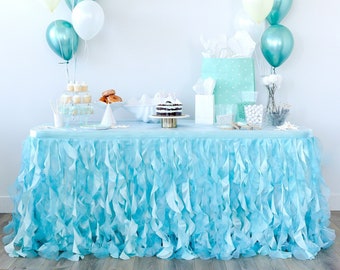 Mint Green Tutu Table Skirt Double Layer Organza! Baby Shower Decorations, Mermaid Party, Birthday, Under The Sea Decorations.