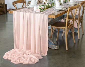 10 YD Blush Pink Chiffon Fabric Continuous Sheer Fabric. Voile Fabric Table Runner, Gauze Wedding Table Runner, Wedding Arch Draping Fabric
